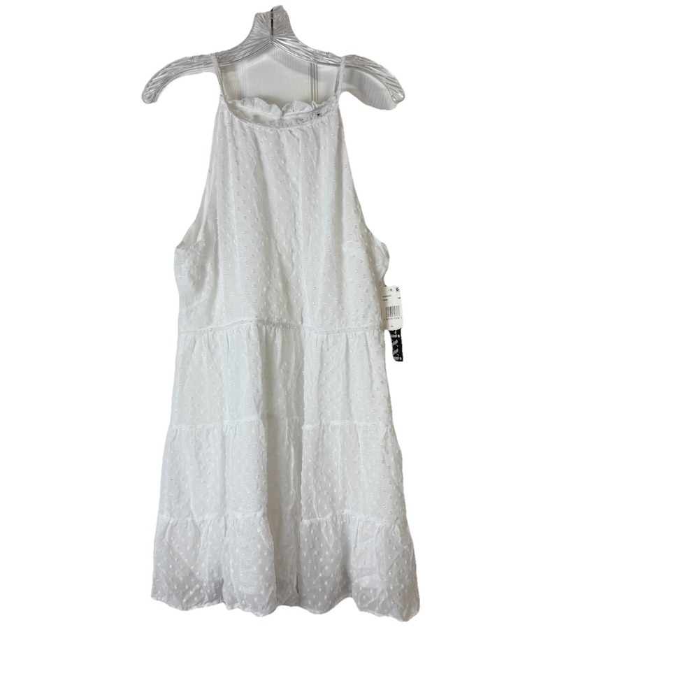 Trixxi Juniors White  Halter Clip‎ Dot Mini Dress Sz XL NWT Tiered Party Wedding